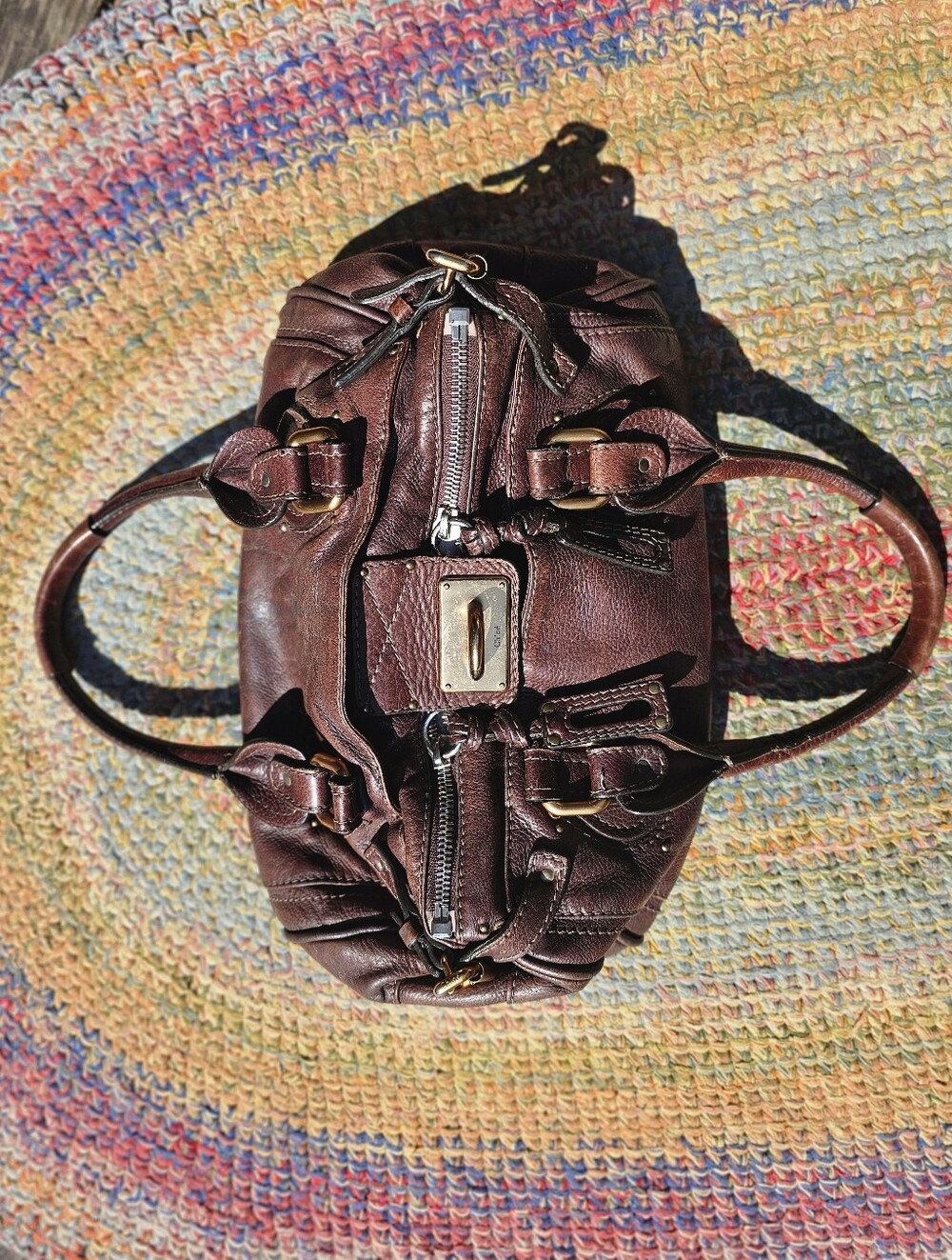 Chloé Cherry 🍒Oxblood 2006 Paddington Leather Satchel Lock Key Brass - Picture 9 of 16